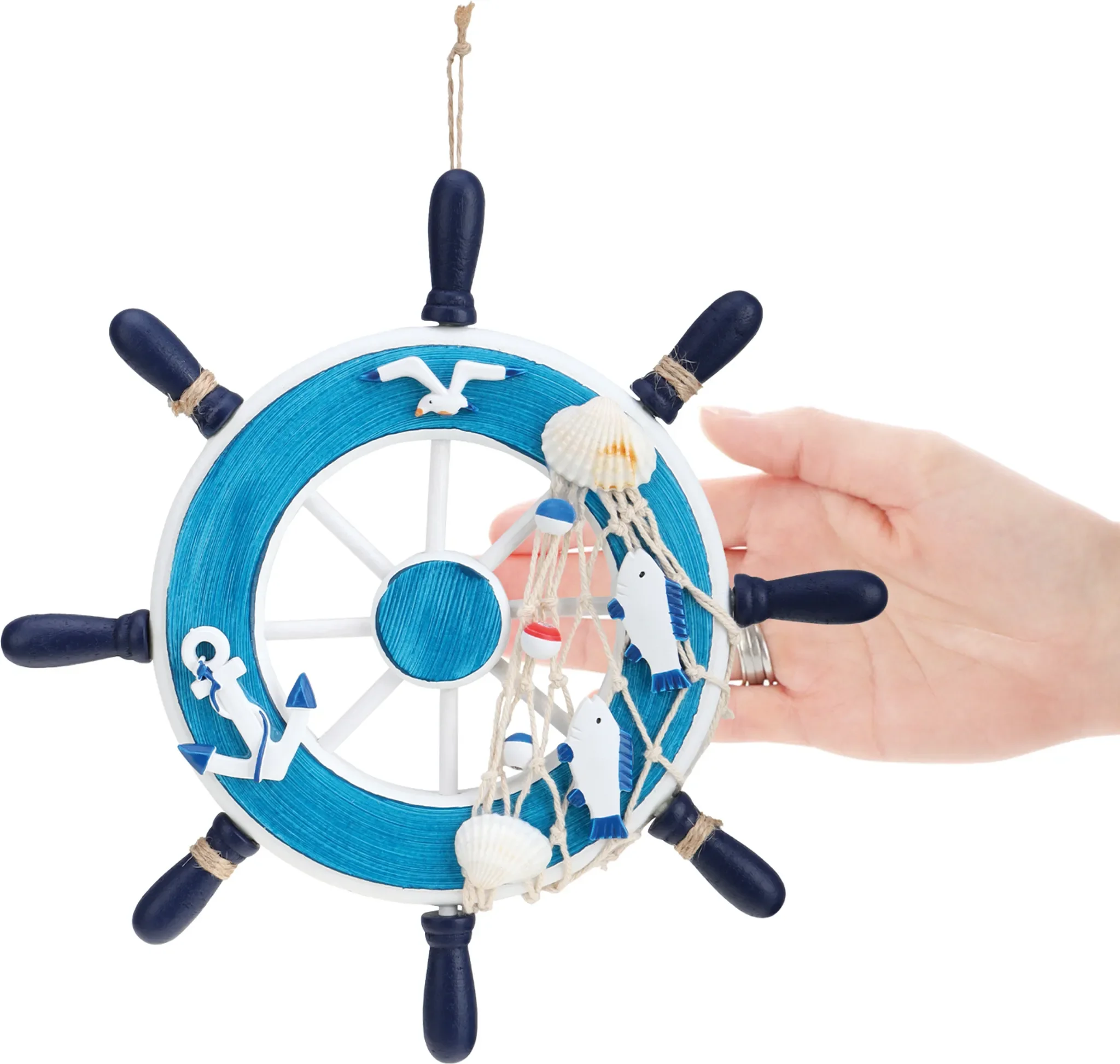Dekoratives Steuerrad aus Holz – Maritime Hängedeko